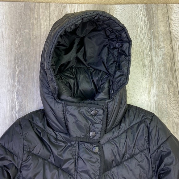 Abercrombie & Fitch Parka Jacket Womens Small Black Hoodie Puffer Coat Long - Picture 2 of 14